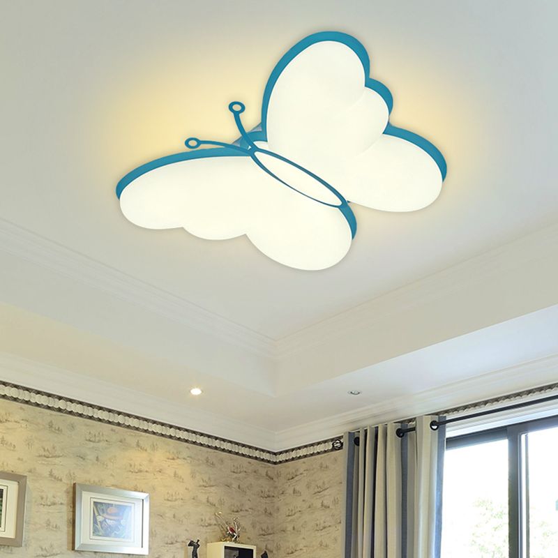 Butterfly Acryl Flush Mount Light Fassung Zeitgenössische LED Gelb/Rosa/Blau Deckenlampe für Schlafzimmer