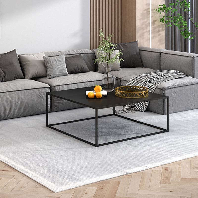 White/Black Metal Frame Coffee Table Modern Square Assembled Table
