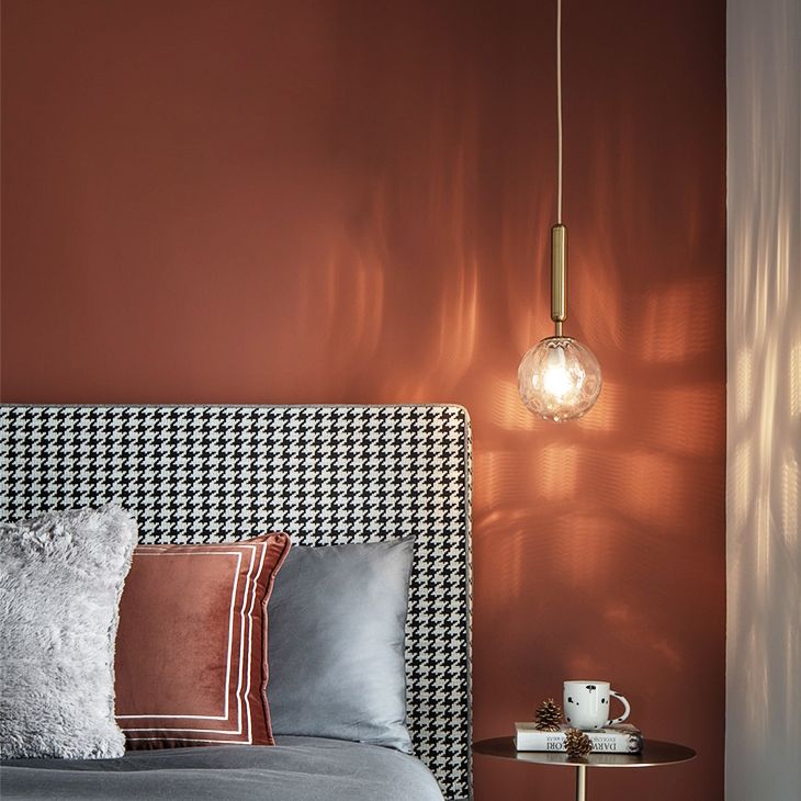 Mitte des Jahrhunderts Design Globe Hanging Lamp Glass Schatten 1 Licht Anhänger Licht für Schlafzimmer