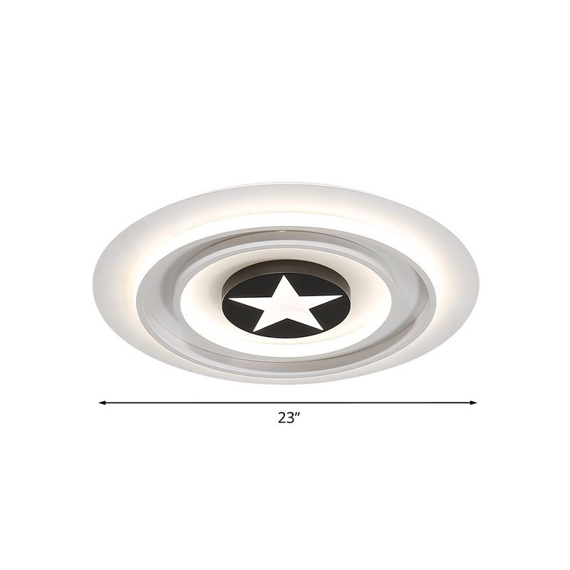 White Star Badge Flushmount Cartoon Acrylic LED Ceiling Light Fixture in Warm/White Light