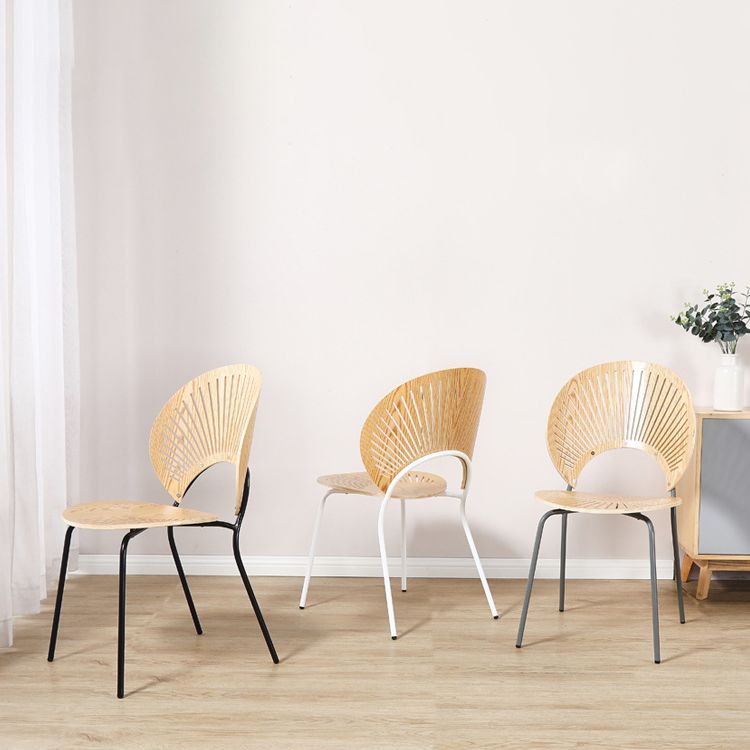 Sillas de metal estilo moderno Silla auxiliar de comedor con respaldo abierto (Juego de 4)
