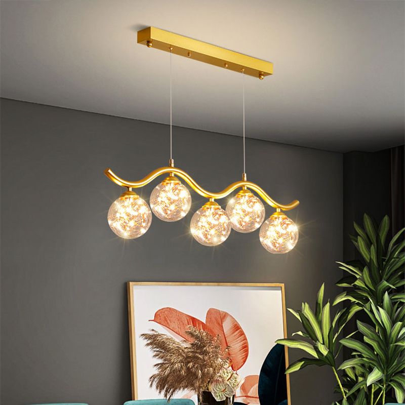 Kugelförmige Forminselanhänger zeitgenössisches Glas 5 leichte hängende Lichter