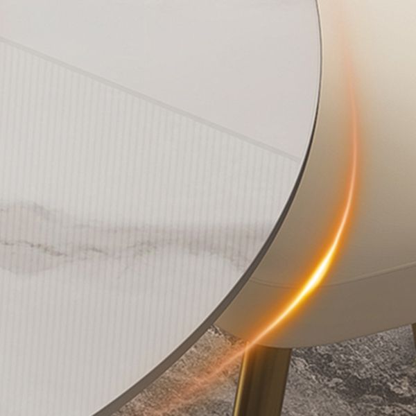 Traditional Luxury Dining Table Round White Sintered Stone Table with Pedestal Base