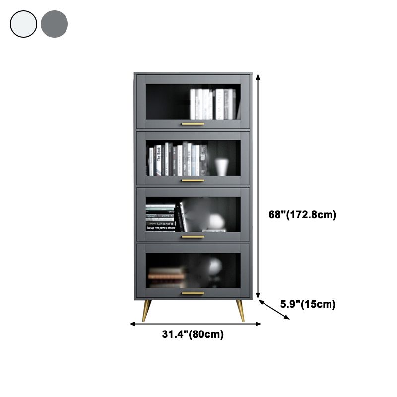 Modern Style Bookcase Closed Back Bookshelf with Door for Home Office