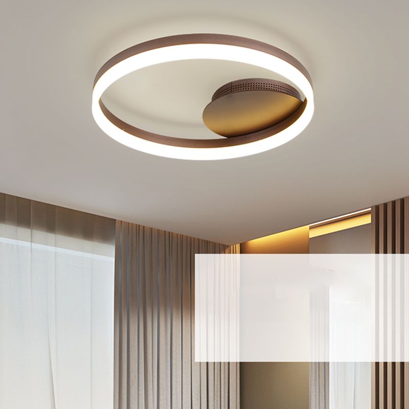 Metal Round Flush Mount Ceiling Light Modern Multi-Lights Flush Mount Ceiling in Brown