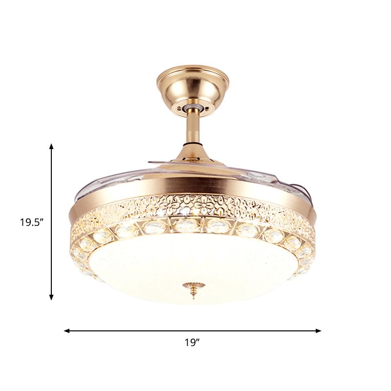 Zeitgenössische Kuppel Semi Flush Mount Frostedglas LED LAGLORDER LABER IN GOLD mit 3 Klingen, 19 "breit
