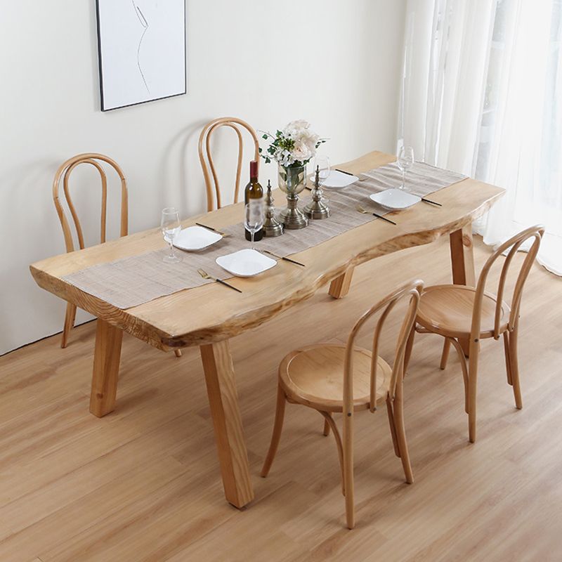 Mesa rectangular de madera maciza de pino, mesa de comedor minimalista con 4 patas para restaurante