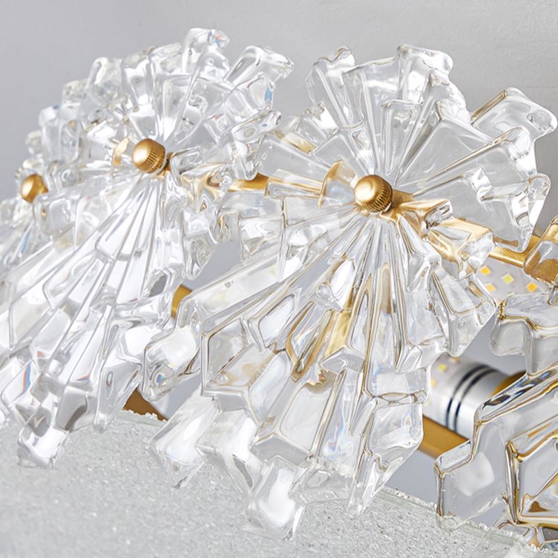 Gold Metal Flush Mount Light Fixtures Traditional Drum Semi Flush Ceiling Lamps with Glass Shade