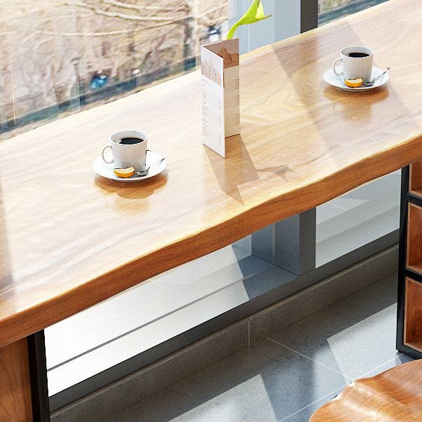 Industrial 1/2/9 Pieces Solid Wood Bar Table Set Fixed Counter Set for Home Use