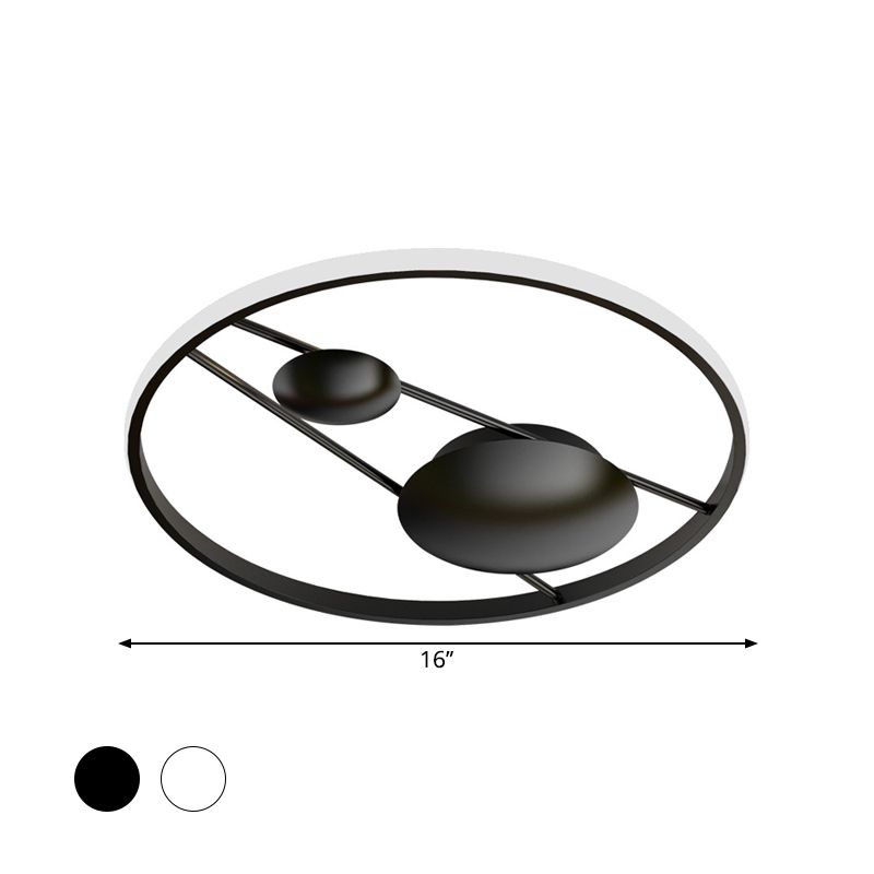 Geometric Bedroom Ceiling Light Fixture Nordic 16"/19.5" W LED Modernist Flush Mount Lamp in Black/White