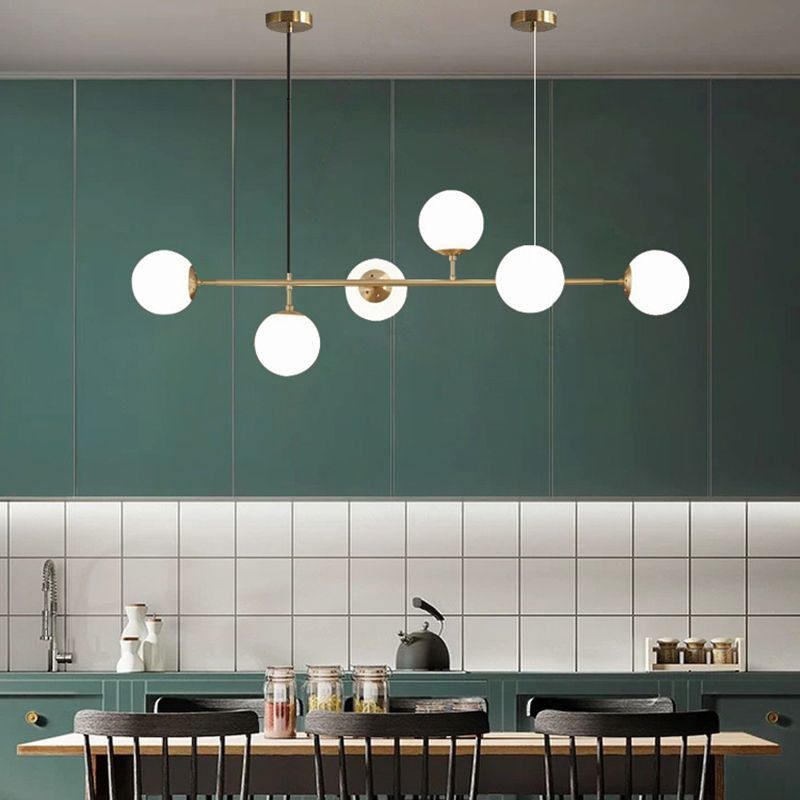 Globe Island Lighting in Modern Luxury Style Glass 6-Light Island Light