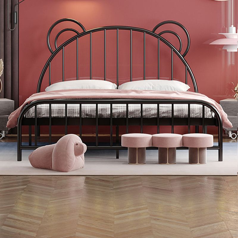Bear Ear Headboard Glam Bed Iron Frame with Footboard,Tall Clearance