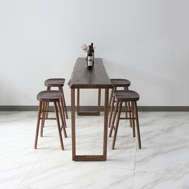 Industrial 1/2/4/5 Pieces Wooden Bar Table Set Rectangle Bar Table with High Stools