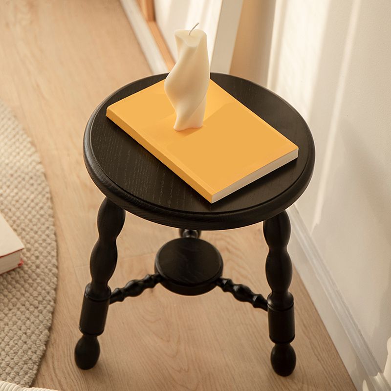 Rustic Solid Wood End Table 14.2" Tall Round 3 Legs Sofa Side Accent Table