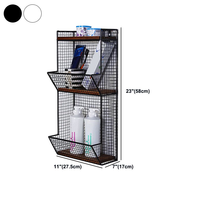 Industrial Wall Unit Bookshelf with Iron Frame Pine Wood Shelf