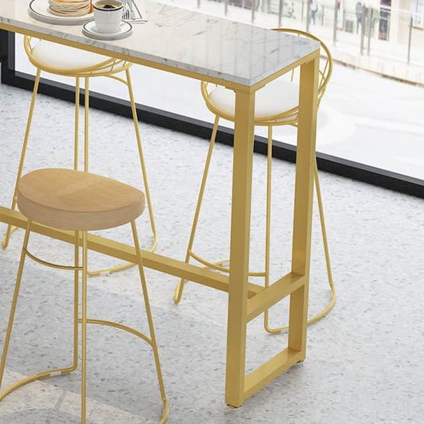 Modern Marble Bar Table Set 1/2/7 Pieces Rectangle White Trestle Table and Stool Set