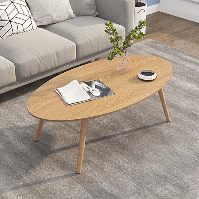 4 Legs Coffee Table Geometric Wood Cocktail Table in White and Natural