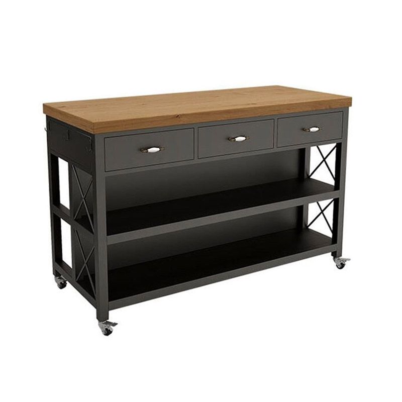 Modern Open Storage Prep Table Dining Room Kitchen Trolley with Drawer