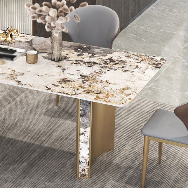 Luxury 1/3/4/5/7 Pieces Dining Set Sintered Stone Top Dining Table with Leather Chairs