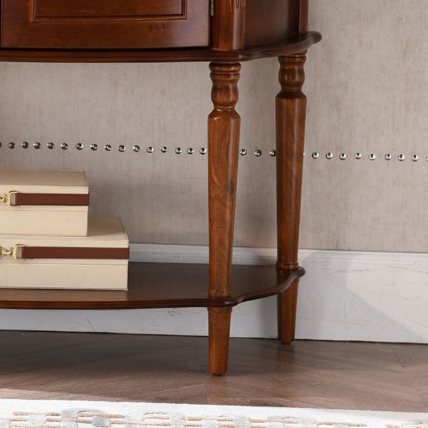 Mid-Century Modern Wooden End Table Half Moon Accent Table for Hall