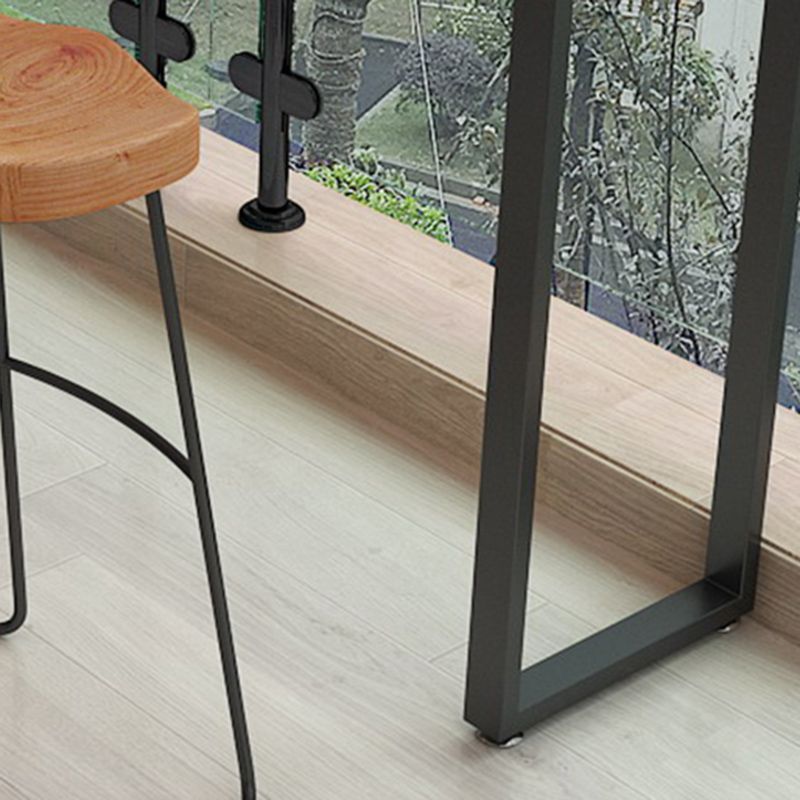 Industrial Double Pedestal Bar Dining Table Solid Wood Top Bar Table