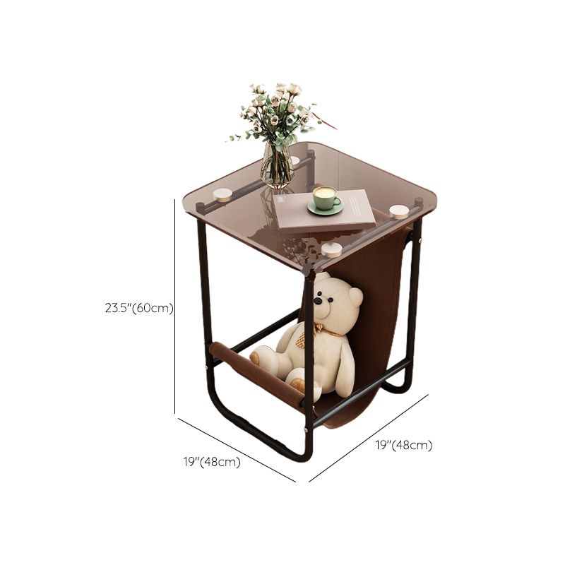 Modernistic Storage End Slide Table for Living Room with Metal Base