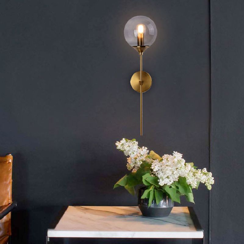 Modern Glass Wall Sconce Minimalist Metal Wall Light Fixture