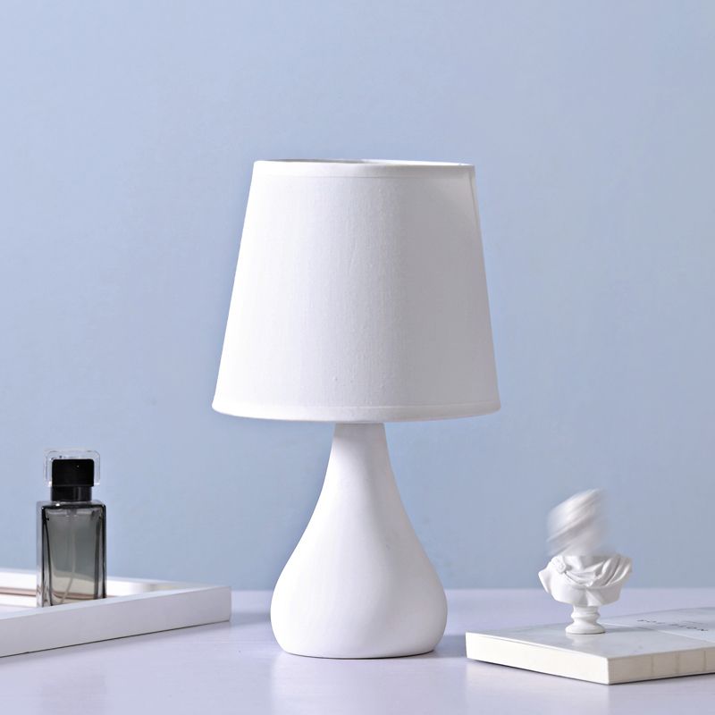 Macaron Cone Shape Table Light Fabric Bedroom Night Table Lamp
