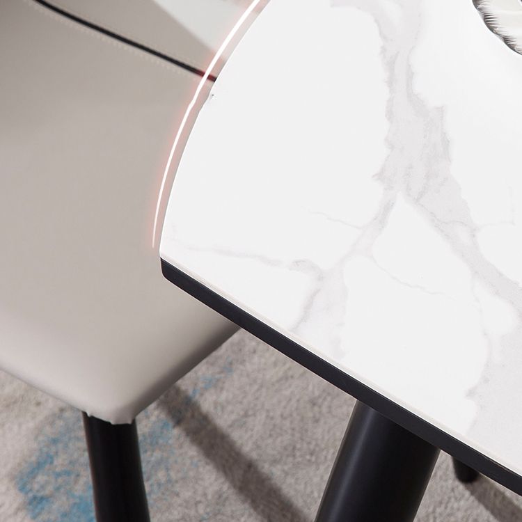 Contemporary Sintered Stone Top Dining Furniture 4 Black Legs Table Collapsible for Kitchen