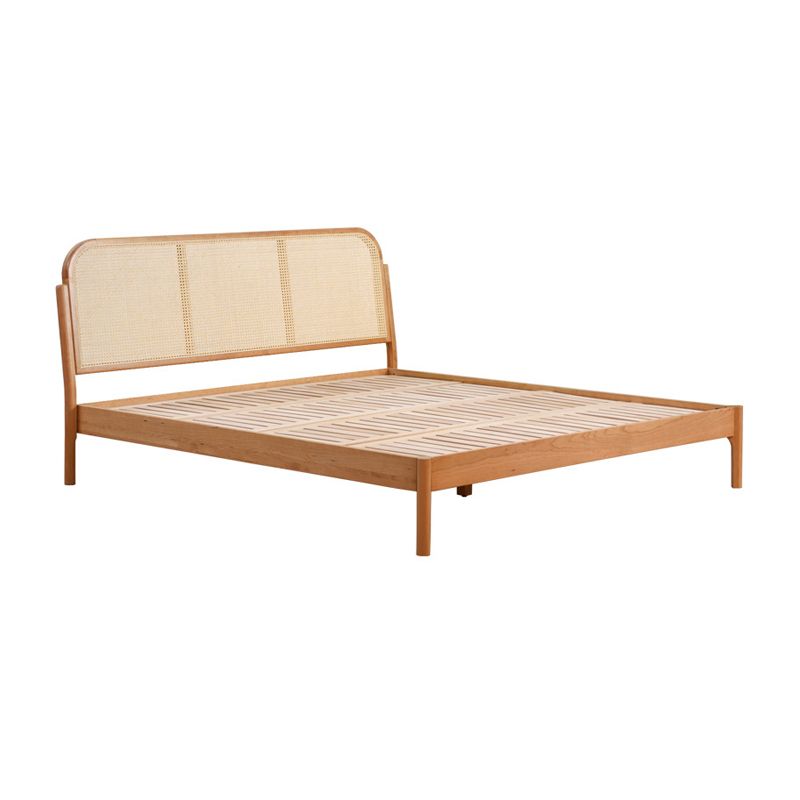 Tropical Standard Bed Cherry Solid Color Bed Frame With Custom Gold Legs