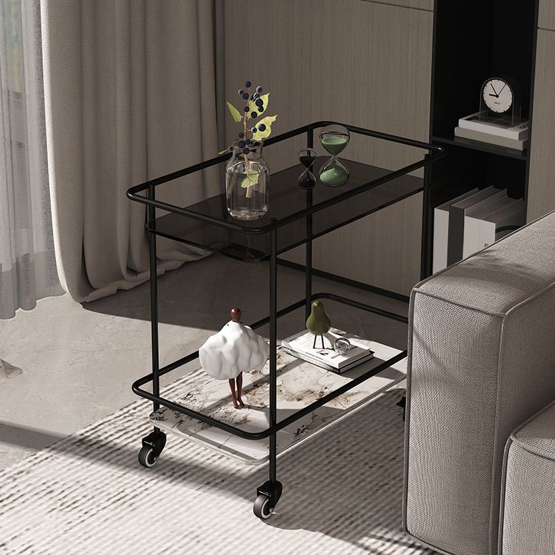 23.62" Tall 4 Legs Side Table Modernistic Metal Side End Snack Table