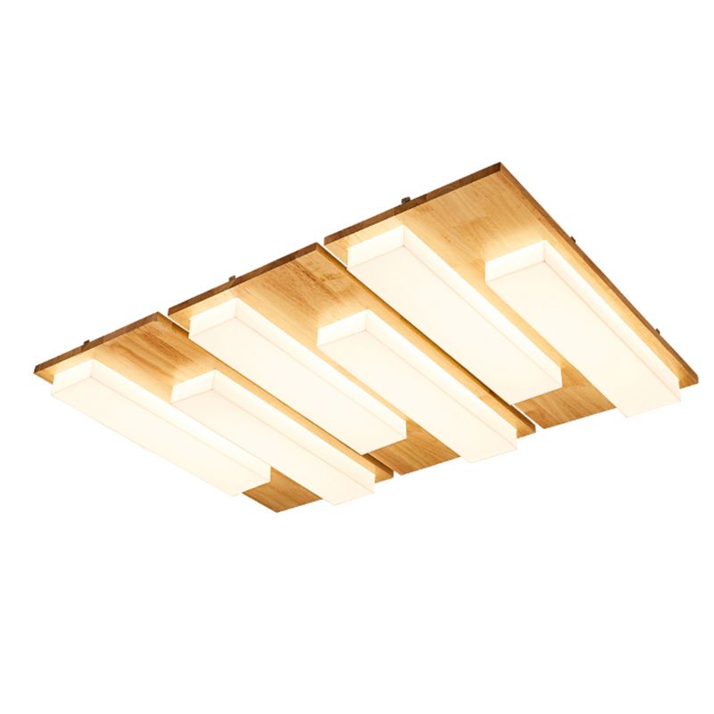 Multi-light Wooden Simplicity LED Ceiling Lamp Flush Mount Ceiling Light for Living Room