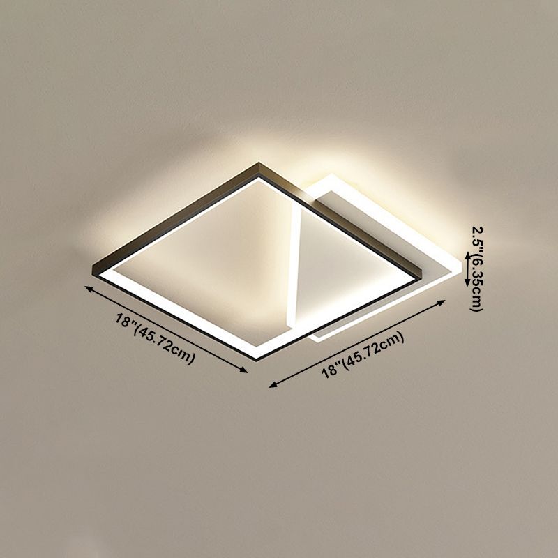 Black and White LED Flush Mount in Modern Style Aluminium Geometric Ceiling Light with Acrylic Shade