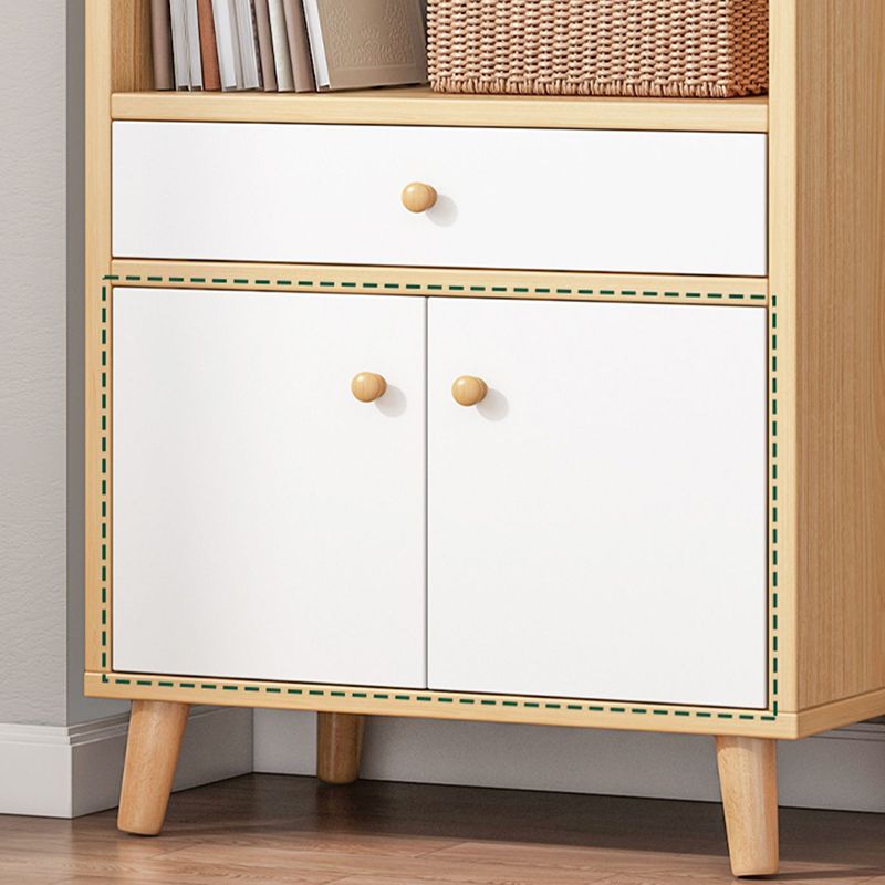 Engineered Wood Bookcase Standard Contemporary Bookshelf with Drawers