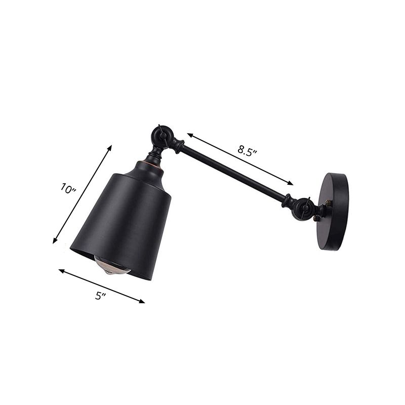 Iron Bell Wall Mount Sconce Industrial 1 Headside Plug-In Regrate Murn Lighting in Black with Swing Bras