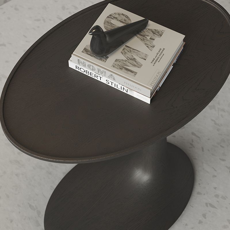 Contemporary C Side Table Slate/Metal Top Oval End Table for Living Room