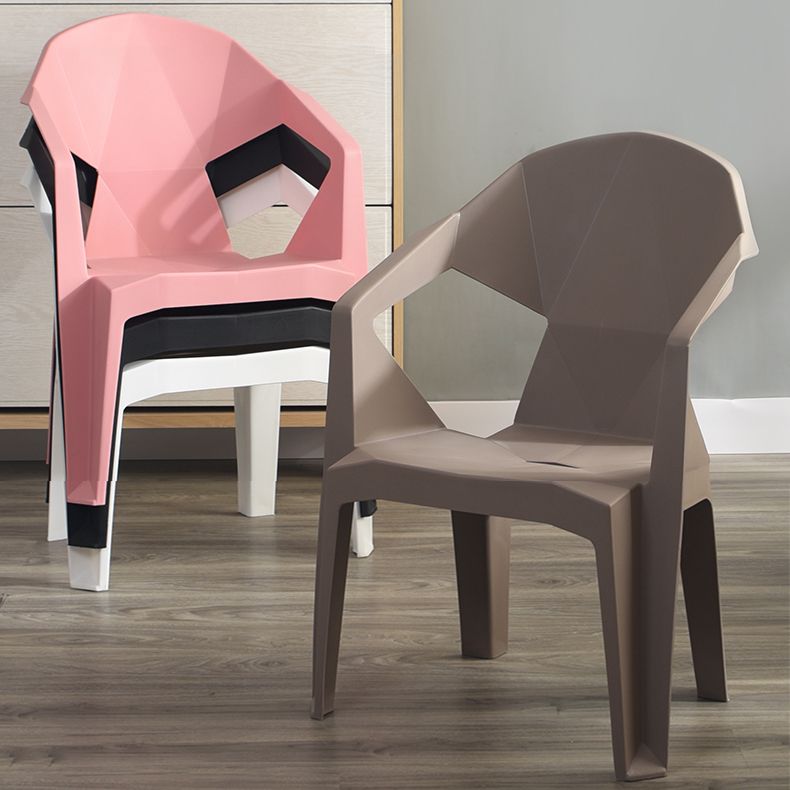 Contemporary Style Stacking Dining Chair Slat Back Plastic Dining Arm Chairs