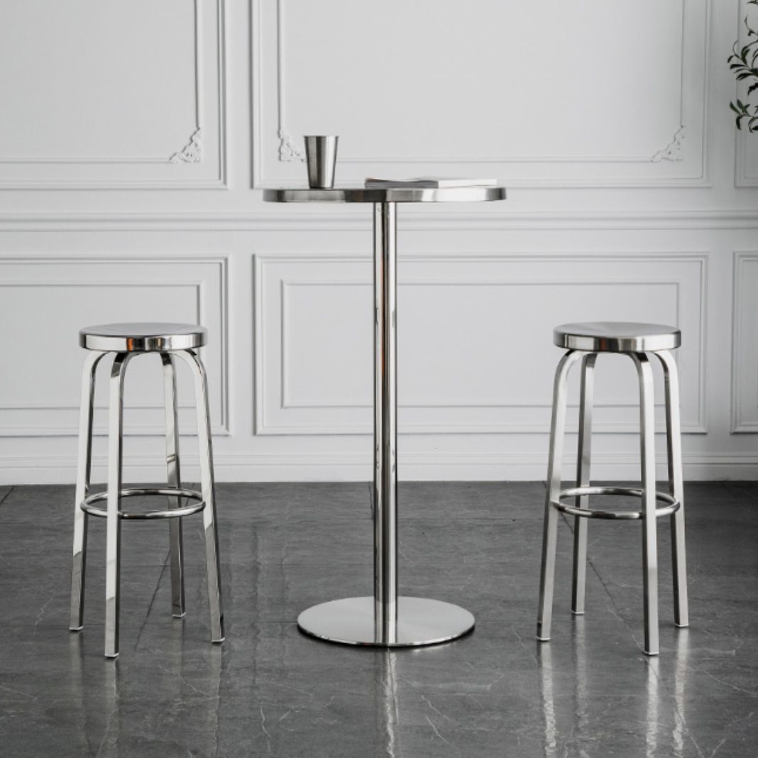 Industrial Round Bar Counter Table Metal Dining Table for Kitchen
