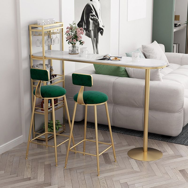 Contemporary Marble Counter Wine Table Double Pedestal Bistro Bar Height Cocktail Table