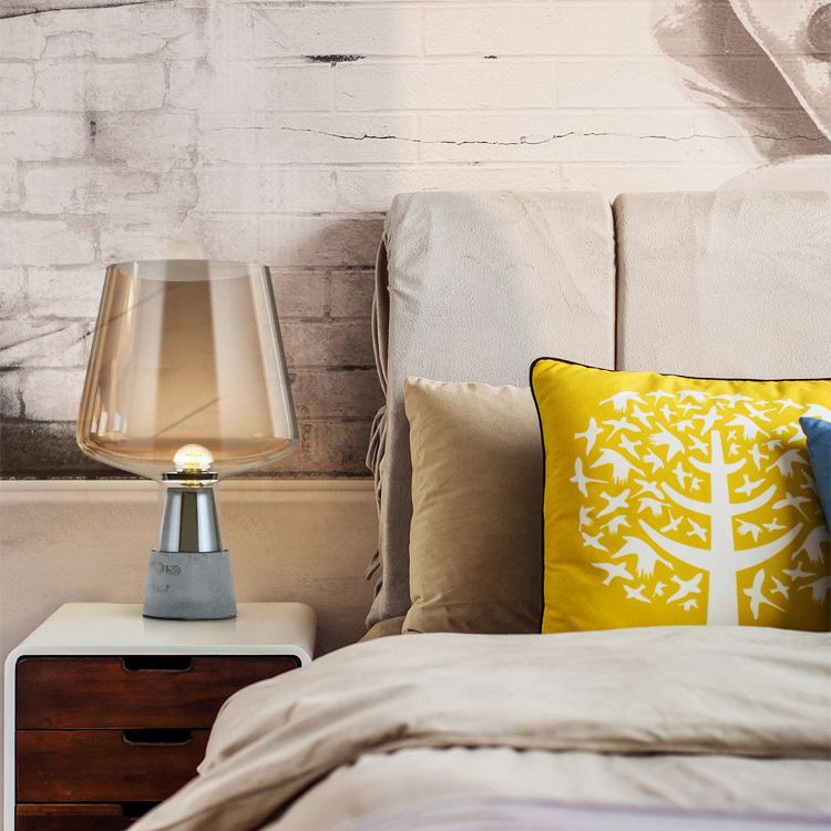 Cement Base Nordic Minimalism Glass Table Lamp Creative Goblet-shaped Single Bulb Nightstand Light