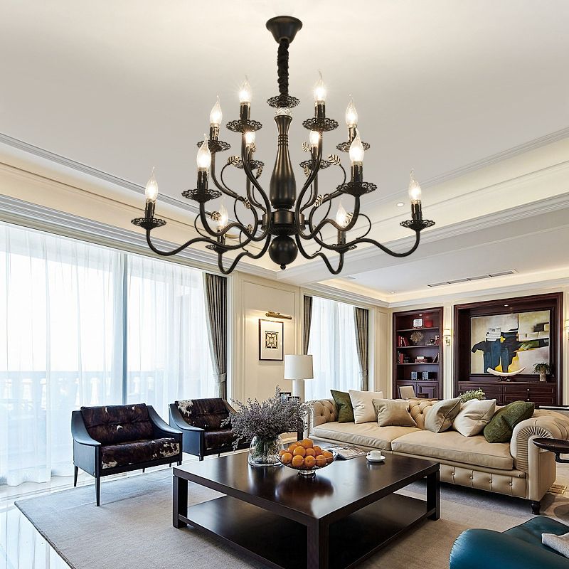 Curved Arm Metal Chandelier Light Fixtures Traditional Living Room Suspended Lighting Fixture