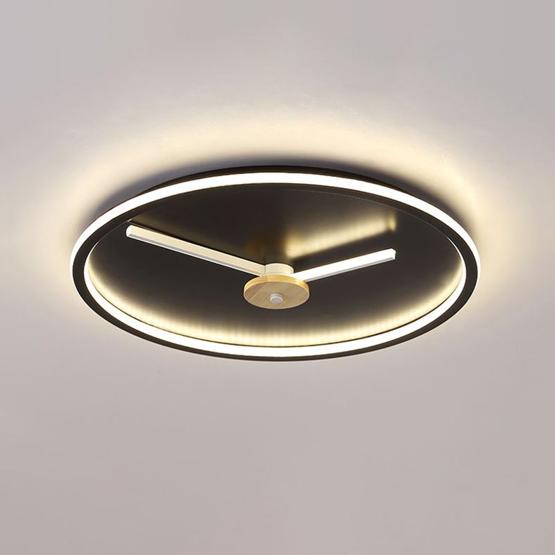 Clock Shaped Flush Mount Lamp Simple Acrylic LED Bedroom Close to Ceiling Light