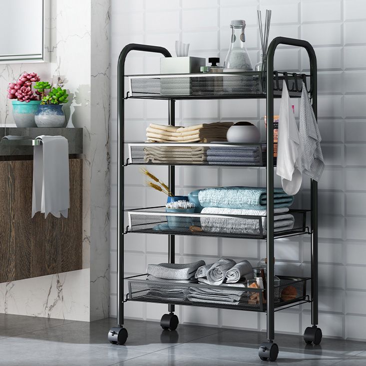 Modern Steel Etagere Bookshelf 3/4/5-Shelf Vertical Open Bookcase with Caster Wheels