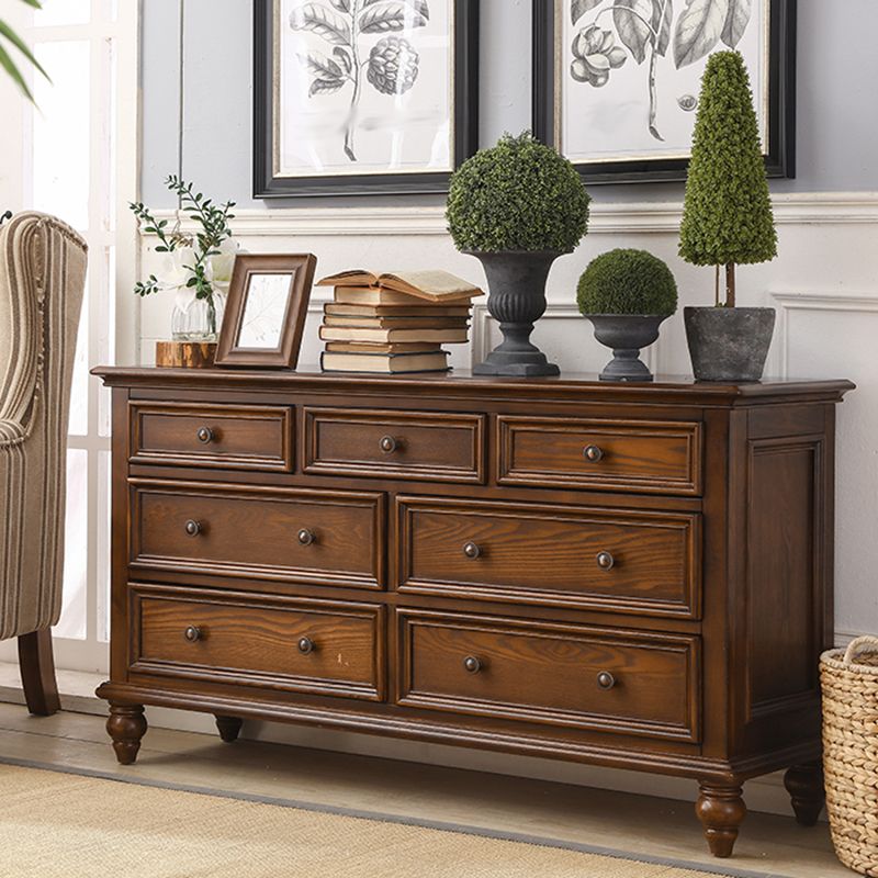 Solid Wood Storage Chest Dresser Brown Storage Chest with Drawers
