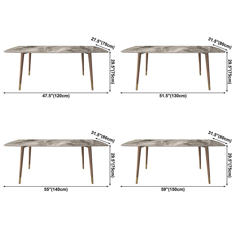 Mesa de comedor de piedra sinterizada estilo simplicidad Casa Mesa de forma rectangular con base de madera de cenizas