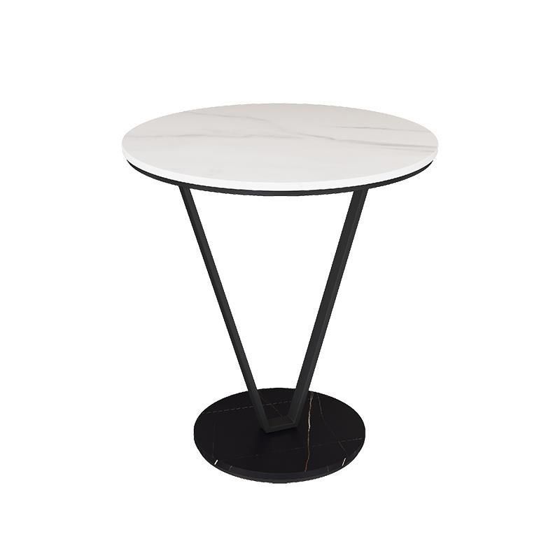 23.6" Tall Modernistic Round Side End Table Metal X-base End Table