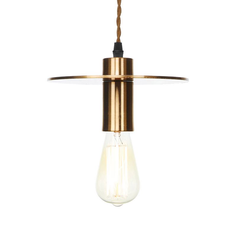 Bronze Finish Disc/Dome/Cone Ceiling Lamp Antiqued Iron Single-Bulb Dining Room Hanging Pendant Light