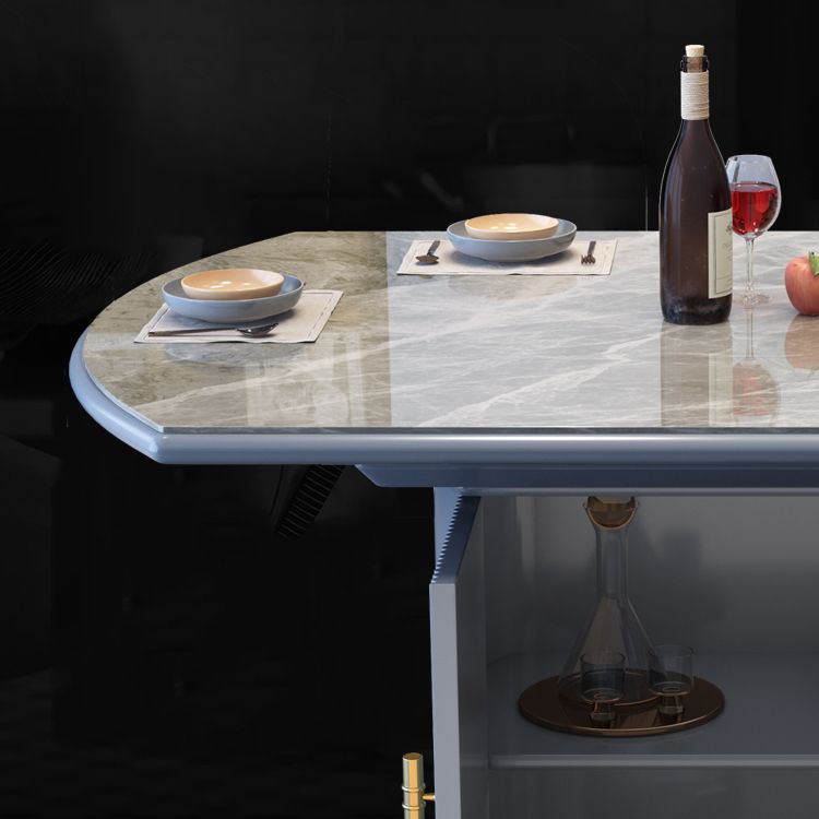 Contemporary Style Sintered Stone Dining Table with Self-Storing Leaf and Pedestal Base