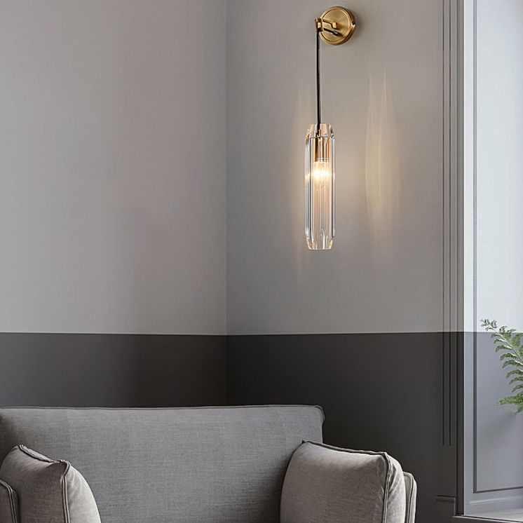 Teardrops Wall Mount Light Fixture Modern Style Crystal 1-Light Sconce Lights in Gold