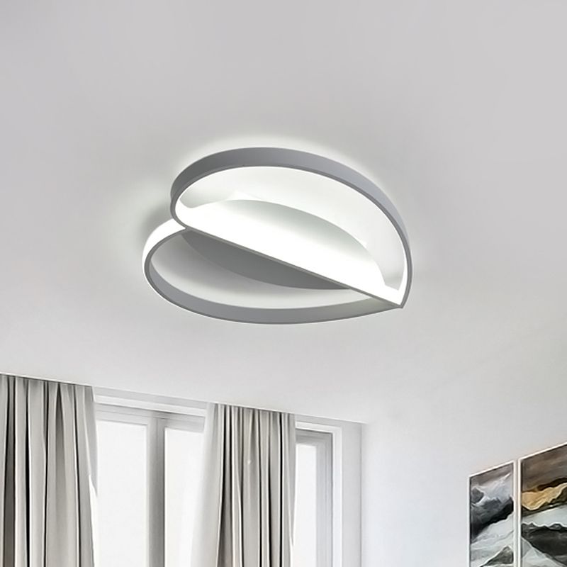 Nordic LED Ceiling Mounted Fixture White Heart Flush Lamp with Acrylic Shade in Warm/White Light